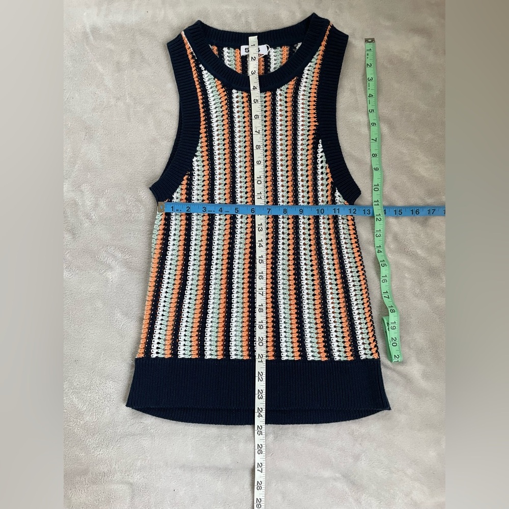 525 America Krista Stripe Vertical Crochet Tank Coastal Beach Festival - Picture 12 of 16